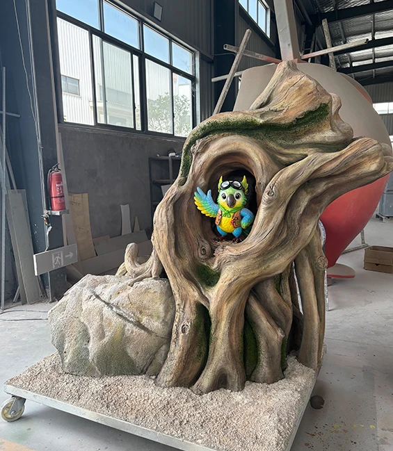 Cement tree roots and simulated scene design.